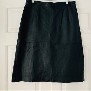 Black Leather Midi Skirt 31 in Waist by Agenda